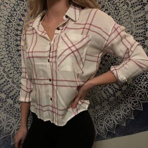 Pink and white plaid bottom down top